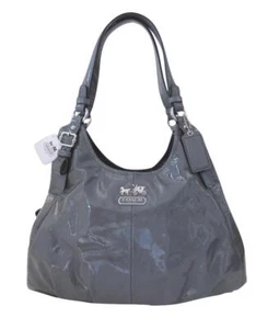 Nuevo RARO NUEVO CON ETIQUETAS Coach Maggie Gris Oscuro Charol Cartera de Hombro Bolso Hobo 17747 - Imagen 1 de 12