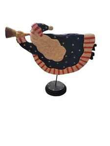 Patriotic Folk Art Santa Claus James Hadden (?) Carved Wood Christmas 9" Decor - Picture 1 of 5