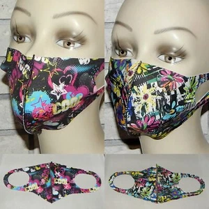 LOT OF 2 ARTISTIC TRENDY DESIGNS WASHABLE REUSABLE STRETCH FACE MASK INDIANA - Picture 1 of 1