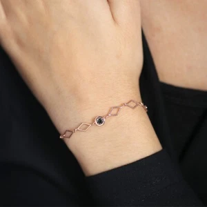 Salt And Pepper Round Bracelet 14K Rose White Yellow Gold Bracelet KD1188 - Picture 1 of 7