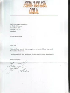 Femi Taylor Autographed Letter Oola in Return of the Jedi - Picture 1 of 1