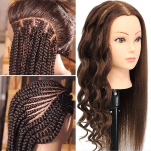 100% Human Hair Mannequin Head Manikin Cosmetology Trainning Doll Hairdresser - Picture 1 of 21