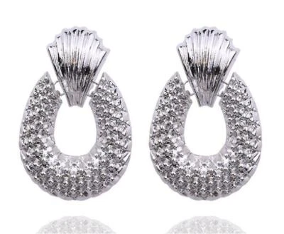 Pendientes de novia de plata fiesta elegantes moda hechos a mano para mujer pendientes de aleación regalos Foto 1 de 2