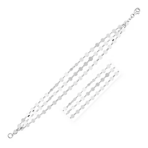 Sterling Silver Three Strand Mirror Link Bracelet (4.00 mm) - Picture 1 of 1