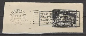 U-527, 04 CENTS, WASHINGTON BICENTENNIAL, USED, CUT SQUARE, PENALTY OVERPRINT - Picture 1 of 2