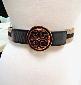 Tory Burch Reversible Leather and Canvas Belt