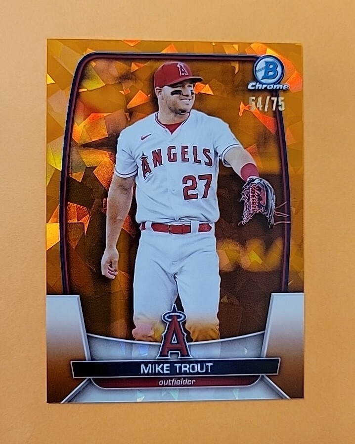 MIKE TROUT 2023 Bowman Chrome Sapphire Orange Refractor /75 Angels #89