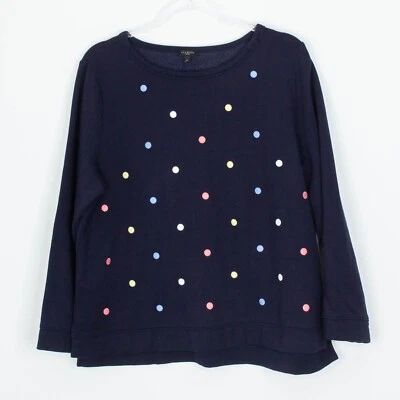 Talbots Womens Polka Dot Pullover Crewneck Sweatshirt Size XL Petite Neutral - Image 1 of 4