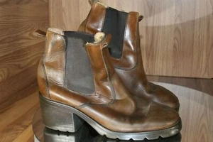 Bordeaux leather ankle boot Womens 7.5 Made in Italy GREAT LEATHER VTG Needs TLC - Picture 1 of 11