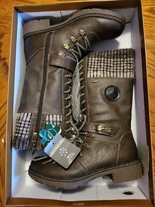 Spring Step 39 Ababi Women's Black Gray Leather knitted Hiker Boots Size 8.5 - Picture 1 of 6