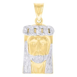 Real 10k Two Tone Gold Jesus Religious Charm 3.6g Diamond Cut Pendant For Mens - Picture 1 of 1