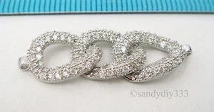 1x Rhodiniert STERLINGSILBER CZ KRISTALL OVAL LINK ANHÄNGER VERBINDER #2565 - Bild 1 von 4