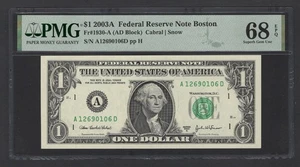 United States-Federal Re 1 Dollar 2003 Fr#1930-A (AD Block) UNC Grade 68 Top Pop - Picture 1 of 2