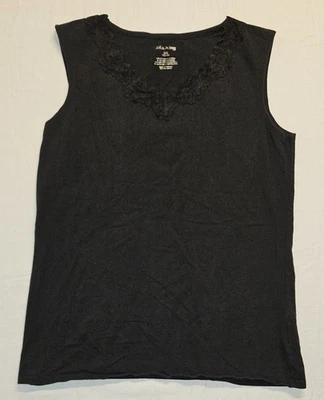 Camiseta sin mangas para mujer White Stag talla grande 12-14 sin mangas negra encaje cuello en V WL13200 Foto 1 de 4