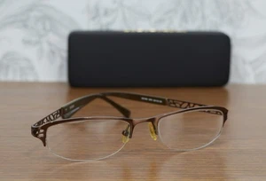 Guess Women's Cat Eye Glasses 37 Frame Grooved Metal 50 18-135 Eyeglasses 1504 - Picture 1 of 12
