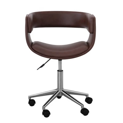 Silla de Oficina Teamson Home Moderna de Cuero PU con Asiento Ergonómico Ajustable, Foto 1 de 4