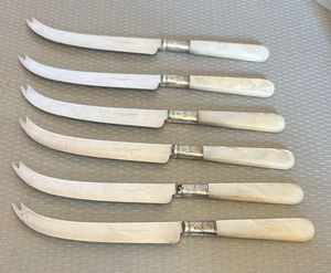 Antiguo juego de 6 cuchillos de queso con mango de madreperla Greenleaf Crosby Florida 8,5" - Imagen 1 de 8