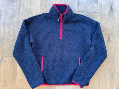 Brooks Brothers Women's Medium Navy Sherpa Fleece 1/4 Zip Jacket Mock Pullover - Image 1 of 4
