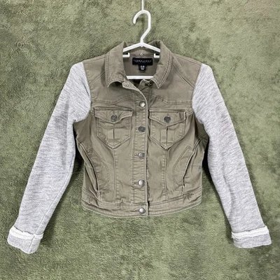 Tinseltown XS jean куртка свитер зеленый джинсовой ткани жилет вязаные рукава внутри карманов - Изображение 1 из 4