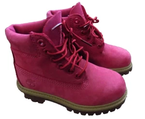 Timberland Hot Pink Nubuck Boots 4.5" Waterpoof Suede Girls Sz 10 A1FN1 EUC CUTE - Picture 1 of 9