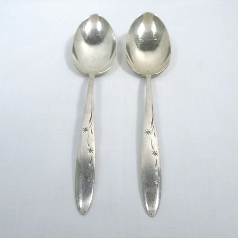 Vintage Gorham Celeste Sterling Silver Serving Spoons x2 Utensils Cover