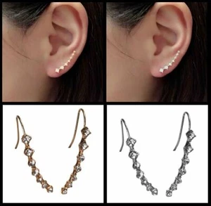 Women’s/Girl's: 18ct White Or Yellow Gold Plated Cubic Zirconia 7 Stone Earrings - Picture 1 of 17