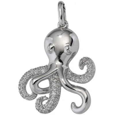 JOBO Anhänger Krake 925 Sterling Silber rhodiniert mit Zirkonia Octopus - Bild 1 von 3