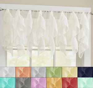 Transparenter Voile vertikale Rüschen Fenster Küchenvorhang 12" Volant - Bild 1 von 14