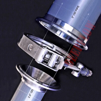 3 to 2.5 Inch Exhaust Pipe Adapter, Header Collector Reducer V-Band Assembly - Image 1 of 4