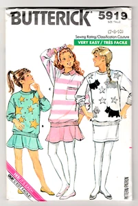 Butterick 5919 Girls Pullover Top-Skirt 7-8-10 Easy Knits Sewing Pattern UNCUT - Picture 1 of 2