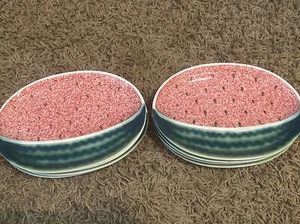 Porcelain Watermelon plates Made From Japan 1982 Shaffard Original Set Of 8 - Picture 1 of 4