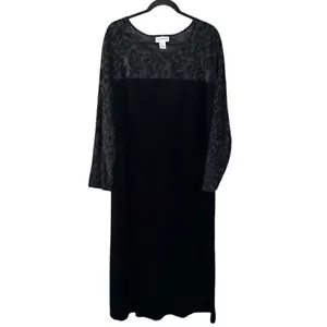 Diane Von Furstenberg Black Velvet Long Maxi Dress Long Sleeve Sz 2X - Picture 1 of 13