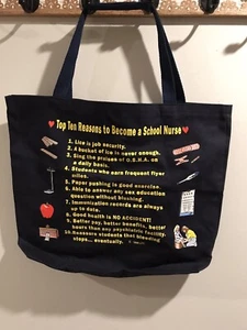 Tote Beach Picnic Utility Canvas Bag Top Ten Reasons To Become A School Nurse - Picture 1 of 3
