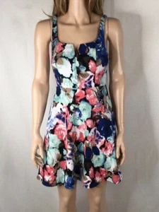 Junior's NWT Aqua Multi Floral Print Sleeveless Skater Dress - Picture 1 of 5