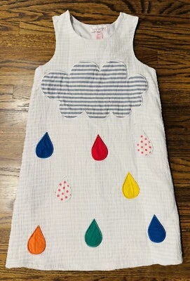 New Halabaloo A-line Multicolor Rainbow Cloud + Raindrop Embroidered Dress Sz 7 - Image 1 of 3