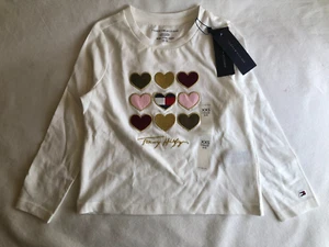 Tommy Hilfiger Toddler Long Sleeve Heart Shirt White XXS Size 2-3 - Picture 1 of 4