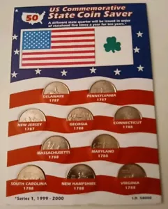 1999 & 2000 First 2 Years State Quarter Series 10 Coins All Uncirculated Holder! - Picture 1 of 13