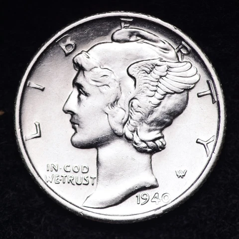 1940-S Mercury Silver Dime AU FREE SHIPPING Cover
