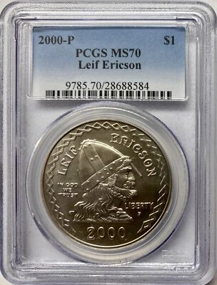 2000-P Leif Ericson Millenium Silver Dollar PCGS MS-70 - Image 1 of 4