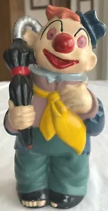 BANCO PAYASO CERÁMICA VINTAGE PARAGUAS NEGRO AMARILLO AGUJEROS DE CORBATA EN ZAPATOS DEDOS DESNUDOS A8 - Imagen 1 de 6