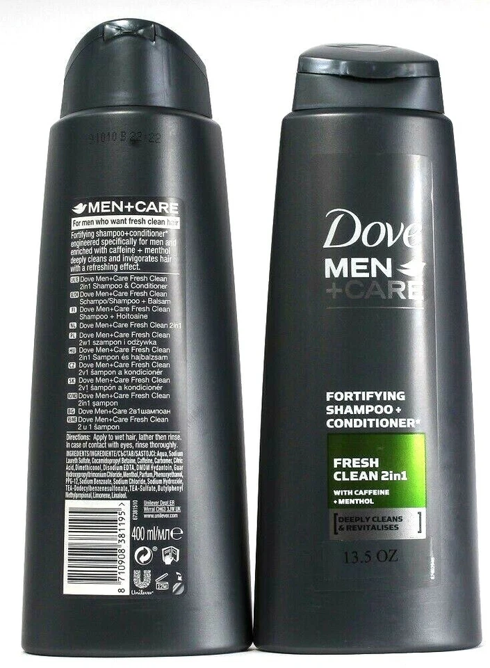 4 Dove Men Care Fresh Clean 2 in 1 Fortifying Shampoo Conditioner 13.5 Oz