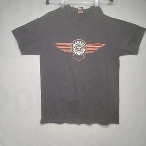 Vintage 1990 Harley Davidson Mens Black Gastonia Carolina Motorcycle T Shirt L - Picture 1 of 12
