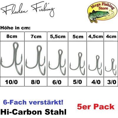 FLADEN Meeres Drillinge Meereshaken - Norwegen Haken / Drilling Waller - 5 STÜCK - Bild 1 von 3