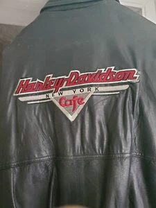 Chaqueta de cuero Harley Davidson Cafe New York, para hombre talla 46 del año 2000 - Imagen 1 de 5