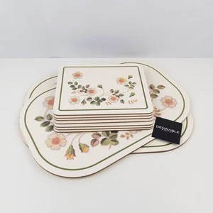 St Michael Marks & Spencer Floral Placemats Set of 7 + 2 Boards Vintage UK - Picture 1 of 9