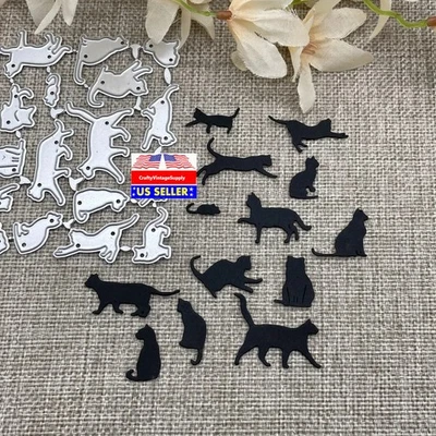 Cat kitten конфетти 19шт металлический ремесло трафарет штампы резаки резки штампы - Изображение 1 из 2