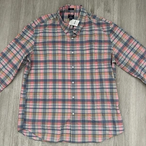 J Crew Flex Washed Slim Untucked Pink Blue Plaid Button Down Shirt Size XXL NWT - Picture 1 of 11