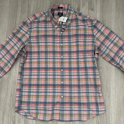 J Crew Flex Washed Slim Untucked Pink Blue Plaid Button Down Shirt Size XXL NWT - Image 1 of 4