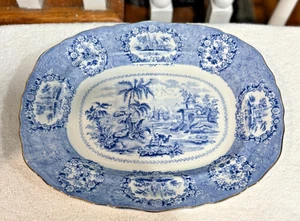 RIDGWAYS ORIENTAL BLUE & WHITE TRANSFERWARE PLATTER 13" - Picture 1 of 3