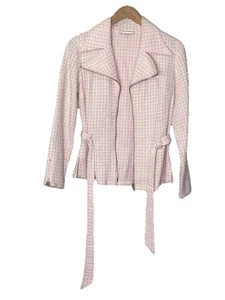 Chaqueta de moto para mujer Anne Fontaine con cremallera tejida con cinturón rosa talla 2 - Imagen 1 de 9